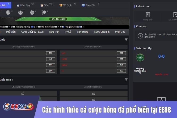 Các hình thức cá cược bóng đá phổ biến tại EE88