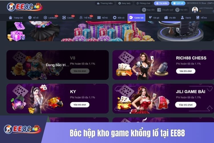 Bóc hộp kho game khổng lồ tại EE88